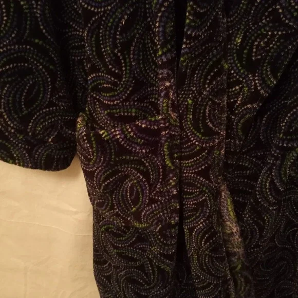 Vera Bradley Womens Large Bathrobe Multicolor Fleece Hooded Short Sash Tie Fuzzy - Picture 7 of 11